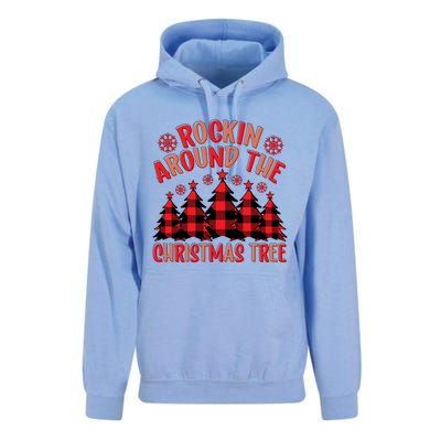 Plaid Retro Rockin Around The Christmas Tree Gift Unisex Surf Hoodie