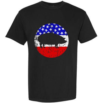 Pig Roast Retro Style Bbq Cookout American Flag Garment-Dyed Heavyweight T-Shirt