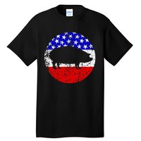 Pig Roast Retro Style Bbq Cookout American Flag Tall T-Shirt