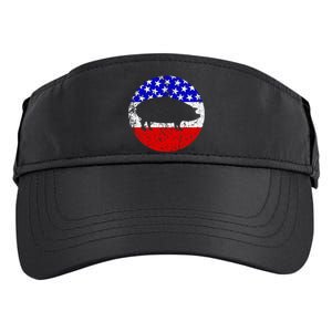 Pig Roast Retro Style Bbq Cookout American Flag Adult Drive Performance Visor