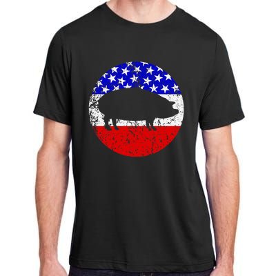 Pig Roast Retro Style Bbq Cookout American Flag Adult ChromaSoft Performance T-Shirt