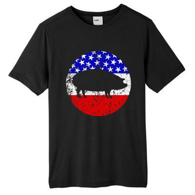 Pig Roast Retro Style Bbq Cookout American Flag Tall Fusion ChromaSoft Performance T-Shirt