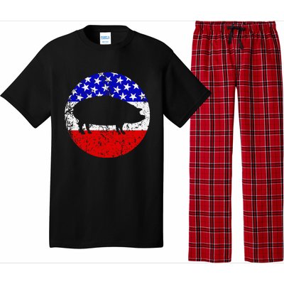 Pig Roast Retro Style Bbq Cookout American Flag Pajama Set