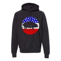 Pig Roast Retro Style Bbq Cookout American Flag Premium Hoodie