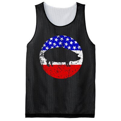 Pig Roast Retro Style Bbq Cookout American Flag Mesh Reversible Basketball Jersey Tank