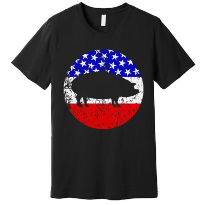 Pig Roast Retro Style Bbq Cookout American Flag Premium T-Shirt