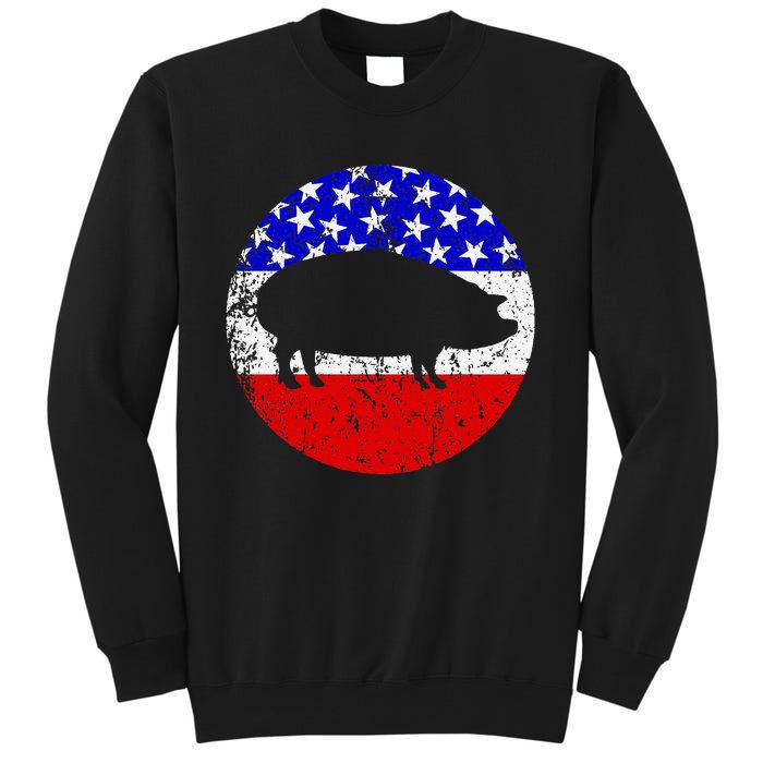 Pig Roast Retro Style Bbq Cookout American Flag Tall Sweatshirt