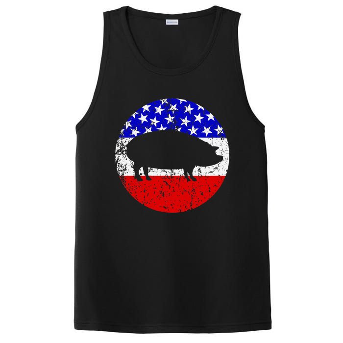 Pig Roast Retro Style Bbq Cookout American Flag PosiCharge Competitor Tank