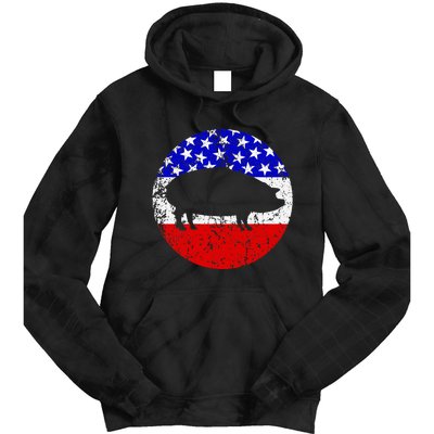 Pig Roast Retro Style Bbq Cookout American Flag Tie Dye Hoodie