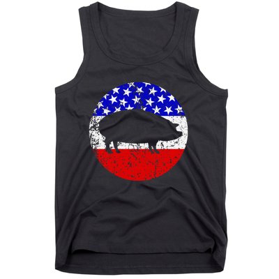 Pig Roast Retro Style Bbq Cookout American Flag Tank Top