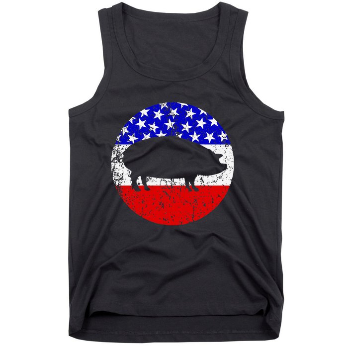 Pig Roast Retro Style Bbq Cookout American Flag Tank Top