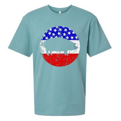 Pig Roast Retro Style Bbq Cookout American Flag Sueded Cloud Jersey T-Shirt