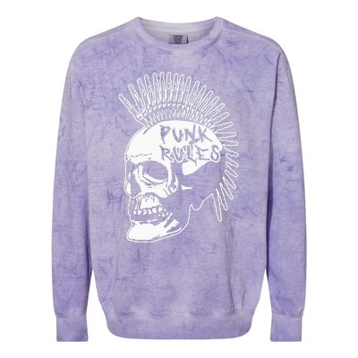 Punk Rock Rules Heavy Metal Skull Punker Rocker Mohawk Music Colorblast Crewneck Sweatshirt