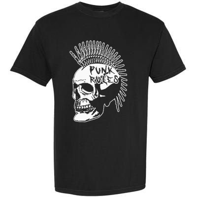 Punk Rock Rules Heavy Metal Skull Punker Rocker Mohawk Music Garment-Dyed Heavyweight T-Shirt