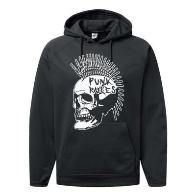 Punk Rock Rules Heavy Metal Skull Punker Rocker Mohawk Music Performance Fleece Hoodie