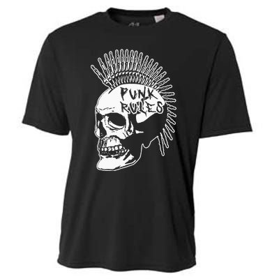 Punk Rock Rules Heavy Metal Skull Punker Rocker Mohawk Music Cooling Performance Crew T-Shirt