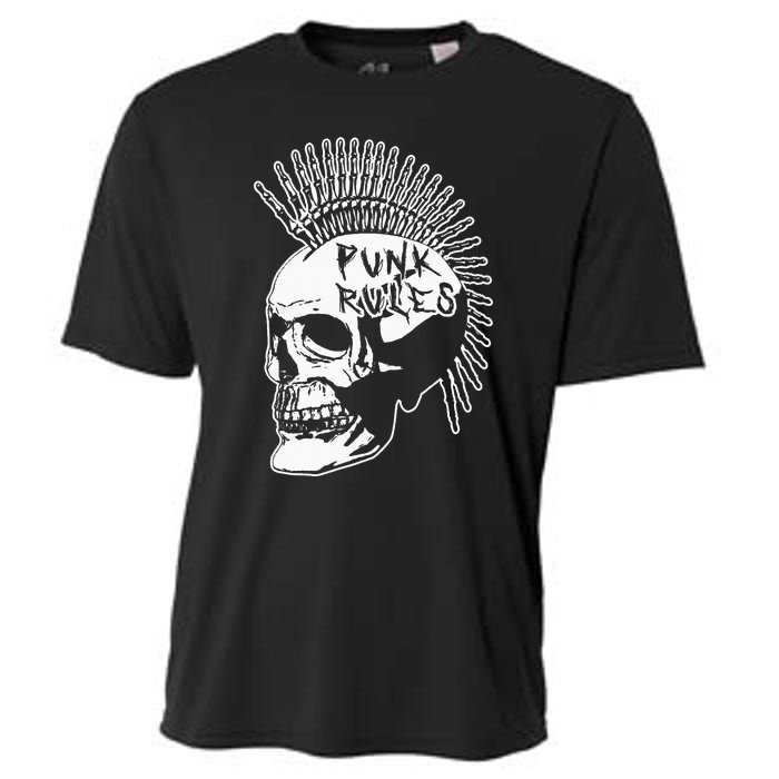 Punk Rock Rules Heavy Metal Skull Punker Rocker Mohawk Music Cooling Performance Crew T-Shirt