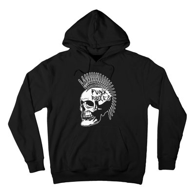 Punk Rock Rules Heavy Metal Skull Punker Rocker Mohawk Music Hoodie