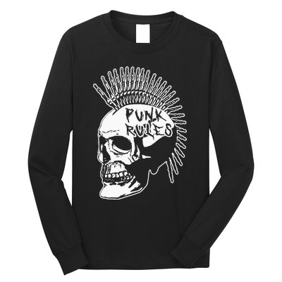 Punk Rock Rules Heavy Metal Skull Punker Rocker Mohawk Music Long Sleeve Shirt