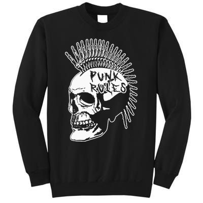 Punk Rock Rules Heavy Metal Skull Punker Rocker Mohawk Music Sweatshirt