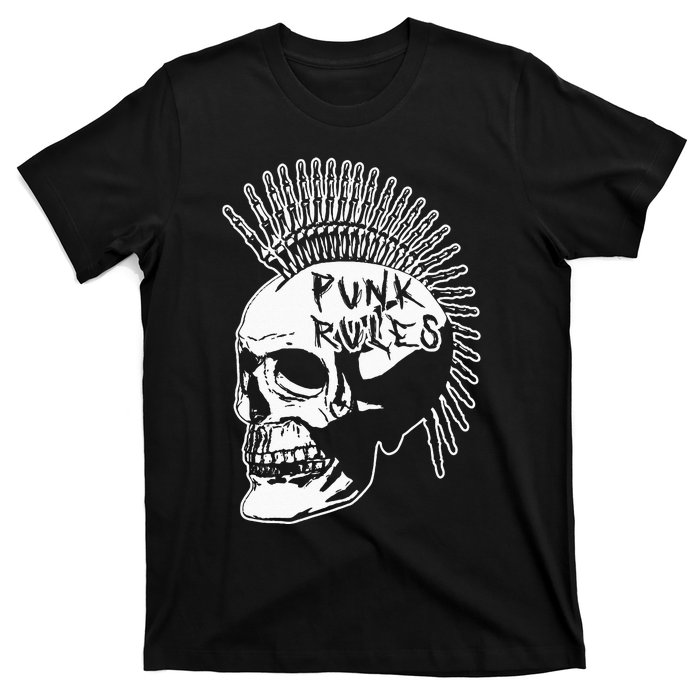 Punk Rock Rules Heavy Metal Skull Punker Rocker Mohawk Music T-Shirt