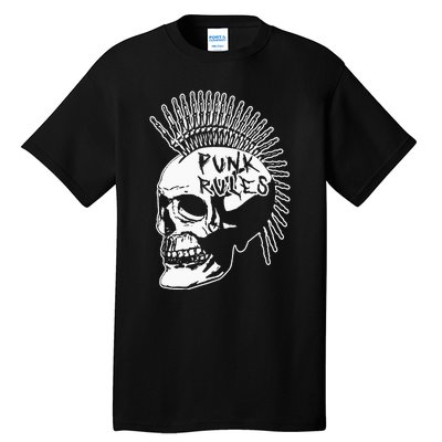 Punk Rock Rules Heavy Metal Skull Punker Rocker Mohawk Music Tall T-Shirt