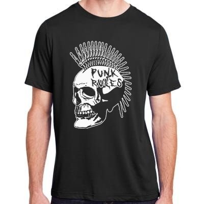 Punk Rock Rules Heavy Metal Skull Punker Rocker Mohawk Music Adult ChromaSoft Performance T-Shirt