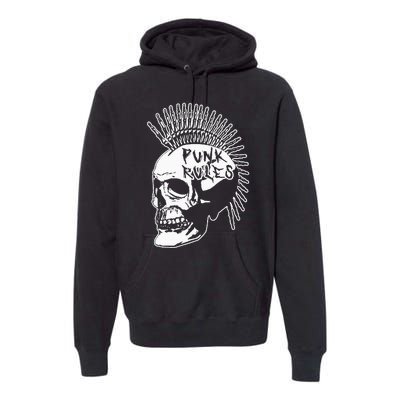 Punk Rock Rules Heavy Metal Skull Punker Rocker Mohawk Music Premium Hoodie