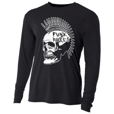 Punk Rock Rules Heavy Metal Skull Punker Rocker Mohawk Music Cooling Performance Long Sleeve Crew