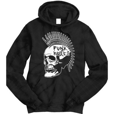 Punk Rock Rules Heavy Metal Skull Punker Rocker Mohawk Music Tie Dye Hoodie