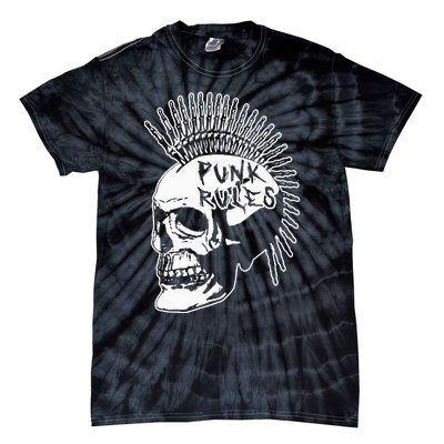 Punk Rock Rules Heavy Metal Skull Punker Rocker Mohawk Music Tie-Dye T-Shirt