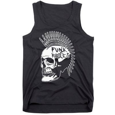 Punk Rock Rules Heavy Metal Skull Punker Rocker Mohawk Music Tank Top