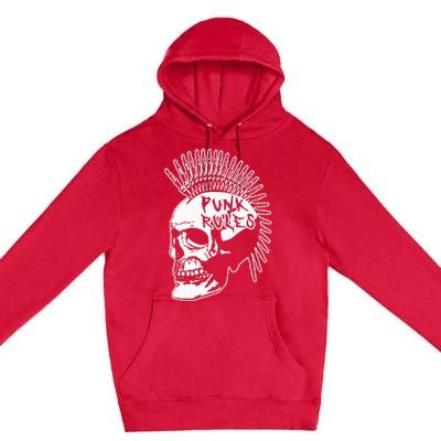 Punk Rock Rules Heavy Metal Skull Punker Rocker Mohawk Music Premium Pullover Hoodie