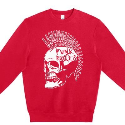 Punk Rock Rules Heavy Metal Skull Punker Rocker Mohawk Music Premium Crewneck Sweatshirt