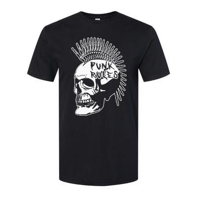 Punk Rock Rules Heavy Metal Skull Punker Rocker Mohawk Music Softstyle CVC T-Shirt