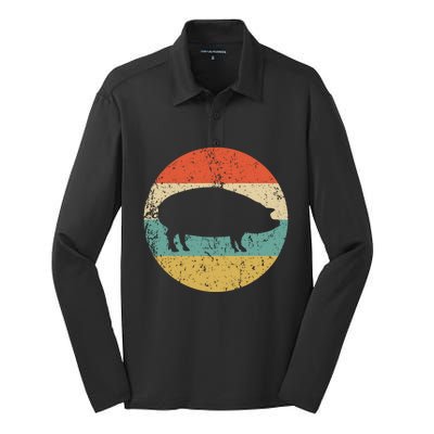 Pig Roast Retro Style Bbq Cookout Gift Silk Touch Performance Long Sleeve Polo