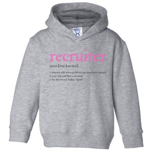 Pink Recruitt Recruiting Definition For Funny Recruiter Gift Toddler Hoodie