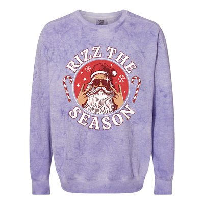 Punk Rock Retro Rizz The Season Funny Santa Clause Rizzler Colorblast Crewneck Sweatshirt