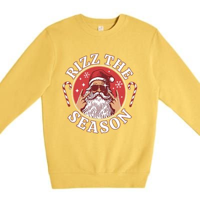 Punk Rock Retro Rizz The Season Funny Santa Clause Rizzler Premium Crewneck Sweatshirt