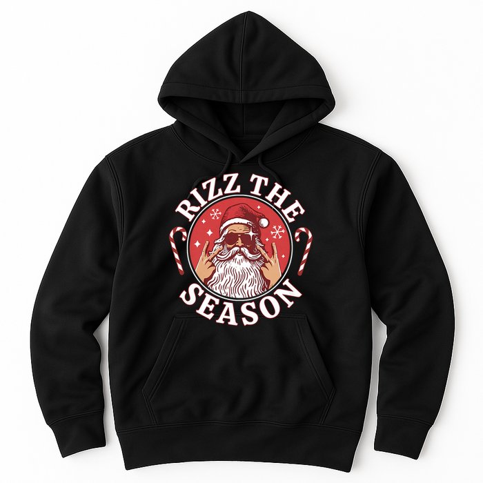 Punk Rock Retro Rizz The Season Funny Santa Clause Rizzler Hoodie