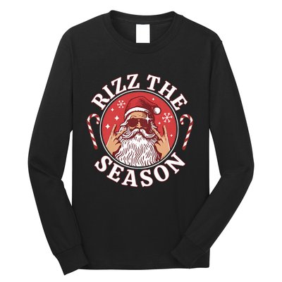 Punk Rock Retro Rizz The Season Funny Santa Clause Rizzler Long Sleeve Shirt