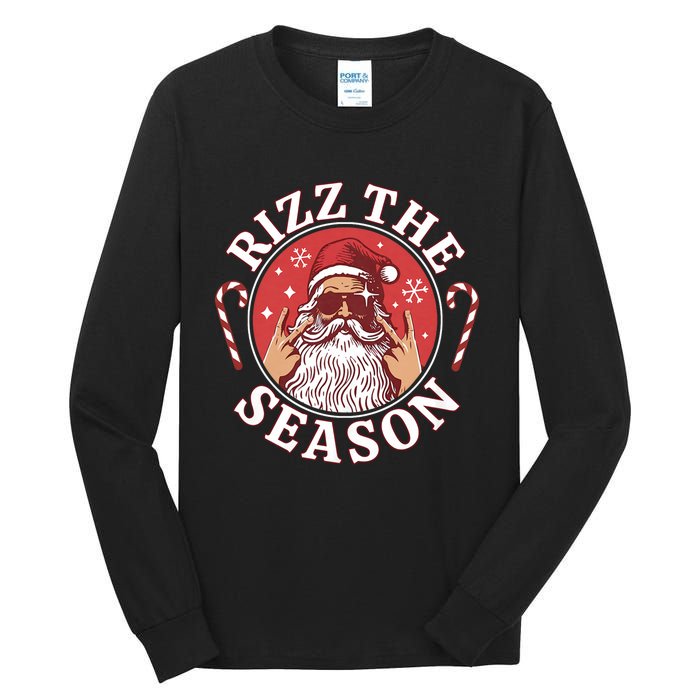 Punk Rock Retro Rizz The Season Funny Santa Clause Rizzler Tall Long Sleeve T-Shirt