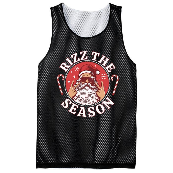 Punk Rock Retro Rizz The Season Funny Santa Clause Rizzler Mesh Reversible Basketball Jersey Tank