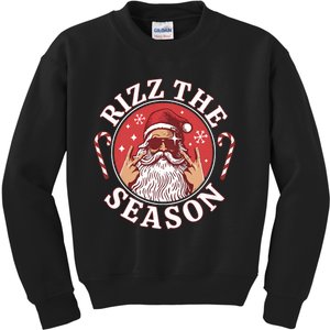 Punk Rock Retro Rizz The Season Funny Santa Clause Rizzler Kids Sweatshirt