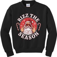 Punk Rock Retro Rizz The Season Funny Santa Clause Rizzler Kids Sweatshirt