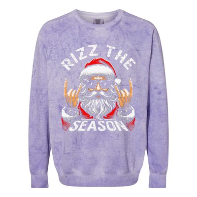 Punk Rock Retro Rizz The Season Funny Santa Clause Rizzler Colorblast Crewneck Sweatshirt