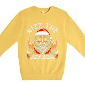 Punk Rock Retro Rizz The Season Funny Santa Clause Rizzler Premium Crewneck Sweatshirt