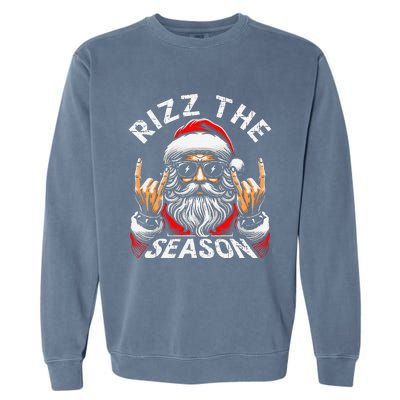 Punk Rock Retro Rizz The Season Funny Santa Clause Rizzler Garment-Dyed Sweatshirt