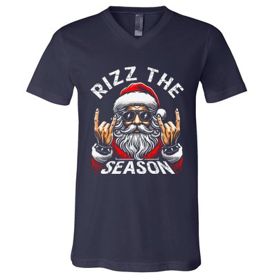 Punk Rock Retro Rizz The Season Funny Santa Clause Rizzler V-Neck T-Shirt