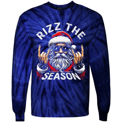 Punk Rock Retro Rizz The Season Funny Santa Clause Rizzler Tie-Dye Long Sleeve Shirt